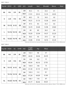 Size guide for women's shirt and straight-leg pants set in CM and inches