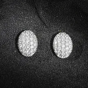Fashion Hollow Oval Rhinestone Stud Earrings Copper Electroplated Geometric Earrings For Women Daily Party Jewelry Gift