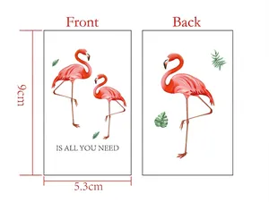 Detailed view of flamingo inspirational cards with dimensions for kids lunch boxes.