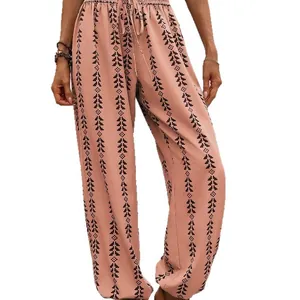 Stylish boho geometric print lantern pants for women, casual loose drawstring trousers