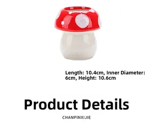Vue détaillée d'un joli porte-stylo en forme de champignon avec détails de dimensions