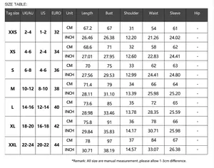Detailed size guide for Y2K solid long sleeve T-shirt with CM and INCH measurements