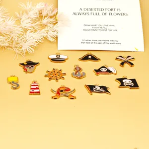 Assorted pirate-themed enamel alloy charms for DIY necklaces and earrings jewelry