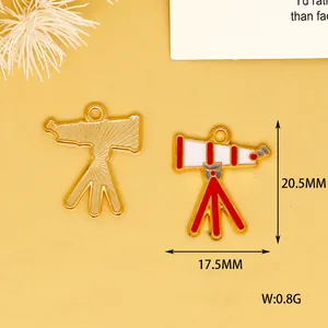 Macro view of telescope enamel charm with 20.5mm height and weight details