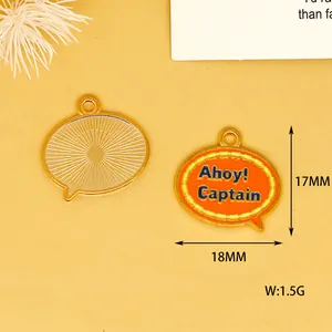 Measurement detail of 'Ahoy! Captain' enamel speech bubble charm for DIY jewelry.