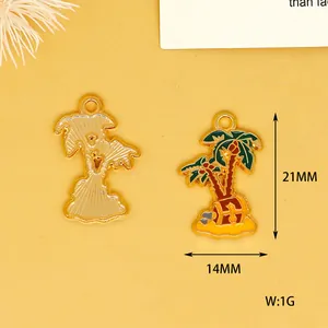 Detailed view of tropical tree treasure chest alloy charm with 21mm height dimension