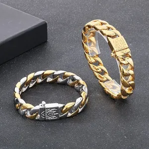 Detaillierte Ansicht der Hip-Hop-Edelstahl-Panzerarmbänder mit Reliefverschluss