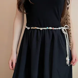 Handmade Bohemian beaded waist chain belt with ethnic style rope for women's dresses