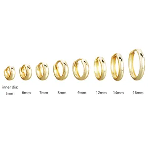 Minimalist S925 sterling silver smooth gold hoop earrings available in various sizes