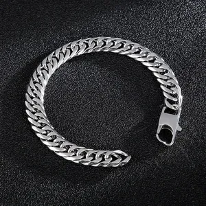 Titanstahl Panzerkette Herren Armband Quadratische Schnalle Hochglanzpoliertes Edelstahl Armband Mode Schmuck Geschenk