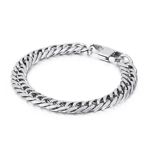 Klassisches Herren-Panzerarmband aus Edelstahl mit quadratischem Verschluss