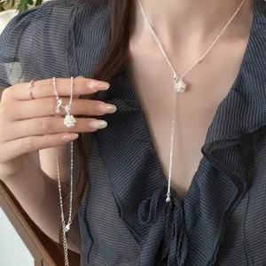 Minimalist Korean style popcorn pendant necklace for women with elegant chain.