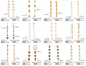 Detailed size and weight specs for various gold-plated zirconia tassel earrings