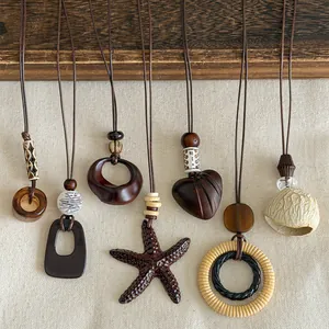 Böhmische Vintage Anhänger Halskette Für Damen Herz Seestern Geometrisch Nuss Legierung Schlüsselbeinkette Schmuck Geschenk