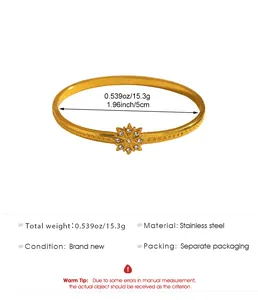 Detailed measurements and specifications for gold-tone bohemian sunburst bracelet