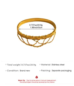 Detailed measurements and specifications of the gold bohemian stainless steel bracelet