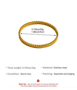 Detailed view of bohemian stainless steel bangle with 5cm diameter and 20g weight info