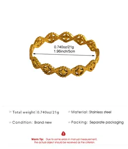 Detail view of bohemian stainless steel bangle with weight and size specifications.