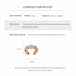 Vista detallada del anillo de estrella chapado en oro 18K con medidas y material