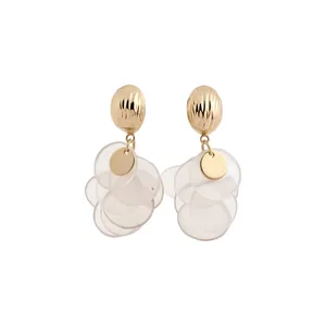 Elegant 14k gold plated drop earrings with layered white shell discs for women