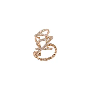 High-end 14k gold plated multi-layer crisscross ear cuff with sparkling cubic zircon stones
