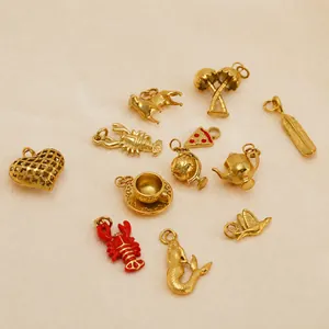 Variety of 18K gold plated stainless steel pendants and charms for DIY jewelry making