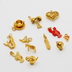 Assorted 18K gold plated stainless steel charms for DIY necklace and bracelet making