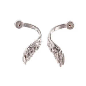 Polished silver angel wing earring components for DIY jewelry making accessories set