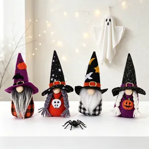 Halloween Gnome Doll Faceless Wizard Plush Hanging Ornament With Pumpkin Bat Skull Decor Festive Home Party Desktop Ornament