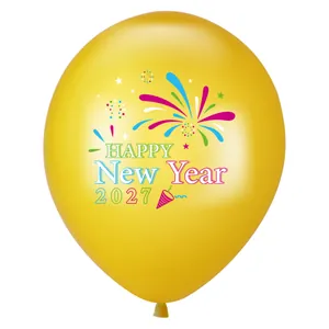 Yellow 2027 Happy New Year party decoration balloon for festive celebrations