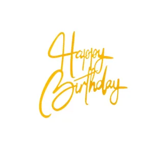 Dettaglio della scritta dorata Happy Birthday per accessori decorativi per feste di compleanno