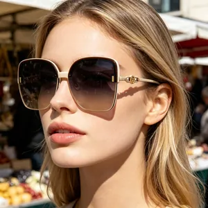 Square Sunglasses Polarized UV400 TAC Lenses Half Frame Metal Chain Temple Fashion Women Fishing Eyewear