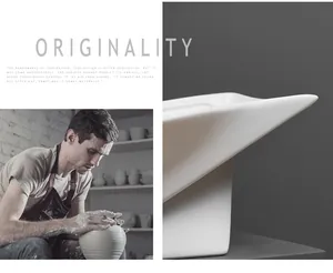Artistic detail of a handcrafted white wabi-sabi ceramic tray for modern home decor