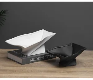 Modern abstract ceramic fruit bowl with minimalist geometric high-footed design