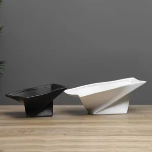 Modern Wabi-sabi style geometric ceramic fruit tray and decorative bowl set