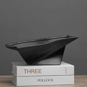 Modern black Wabi-sabi footed decorative tray for fruit storage and living room decor