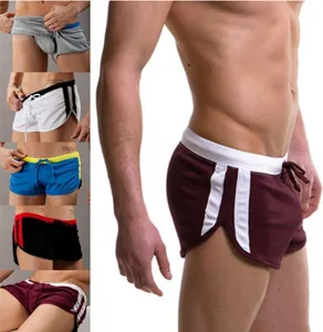 Breathable men's mesh athletic shorts featuring side stripes and adjustable drawstring