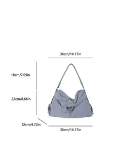 Sac à bandoulière vintage en denim bleu pour femme avec dimensions de 36 x 22 x 12 cm