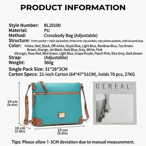 Vintage pebble textured crossbody bag for women with multiple functional zipper pockets