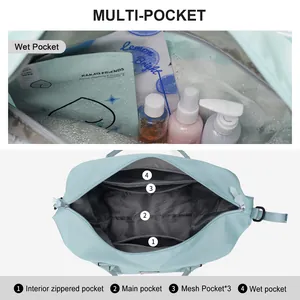 Sac de voyage grande capacité montrant la structure multi-poches intérieure et poche mouillée