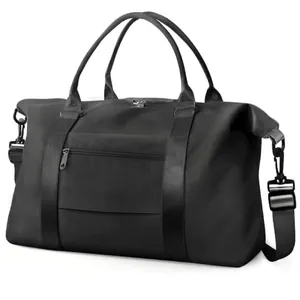 Sac de voyage noir grande capacité en nylon pour le sport et les week-ends prolongés