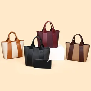 Elegante Kollektion großer Damen-Einkaufstaschen mit passenden kleinen Beuteltaschen