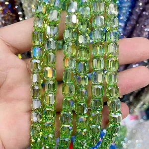 8x9mm light green faceted crystal cylinder beads for DIY jewelry making