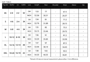 Detailed size chart for elegant halter evening dress with CM and INCH measurements
