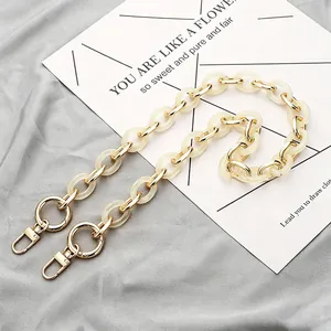 Stylish acrylic and metal chain strap for women's bags with frosted resin links