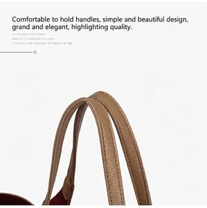 Gros plan détaillé des poignées en cuir texturé d'un grand sac cabas pour femme