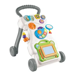 Close-up of the interactive activity panel on a multi-functional baby walker pusher
