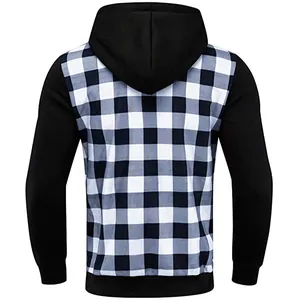 Vue arrière détaillée du sweat à capuche décontracté pour hommes avec motif à carreaux