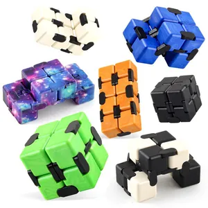 Set of seven colorful infinity cubes for effective stress relief and sensory fidgeting.