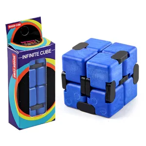 Marble blue infinite cube fidget toy for stress relief with colorful retail packaging